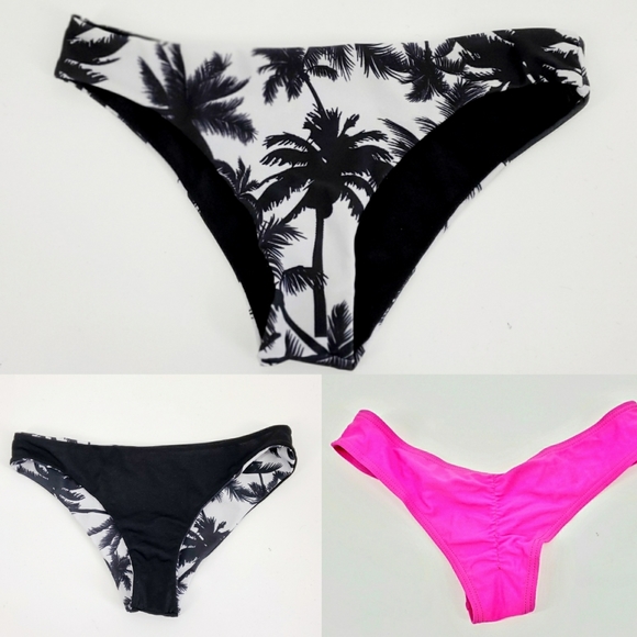 unknown Other - 2 pack neon pink and black palm tree bikini bottom